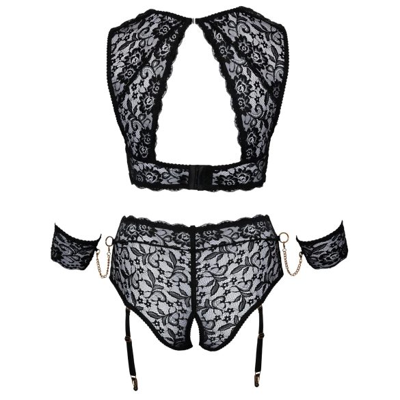 Cottelli Bondage Plus Size - kanten beha set (zwart)