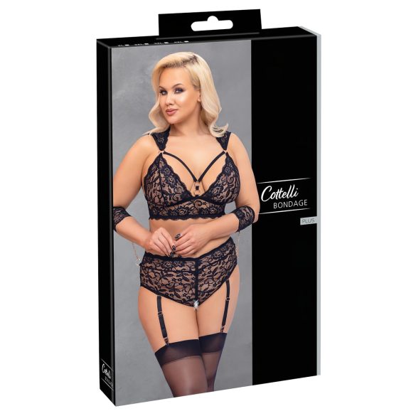 Cottelli Bondage Plus Size - kant-en-bh set (zwart) - 4XL