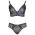 Cottelli Plus Size - doorzichtig patroon BH set (paars)