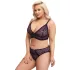 Cottelli Plus Size - doorzichtig patroon BH set (paars) - 2XL