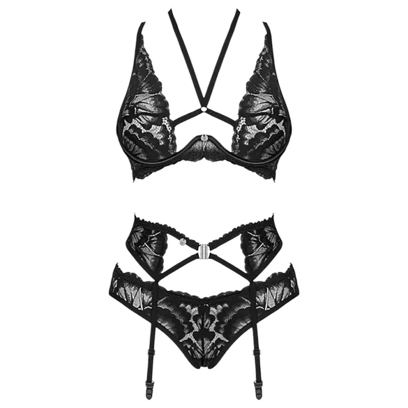 Obsessive Alessya - kanten lingerieset (zwart)