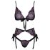 Kissable - Zwart Bh-setje met Roze & Paarse Borduursels