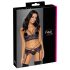 Cottelli - 3-delig kanten lingerieset (zwart-paars)