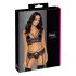 Cottelli - 3-delige kanten lingerie set (zwart-violet)