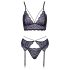 Cottelli - 3-delig kanten lingerieset (zwart-paars)