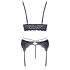 Cottelli - 3-delig kanten lingerieset (zwart-paars)