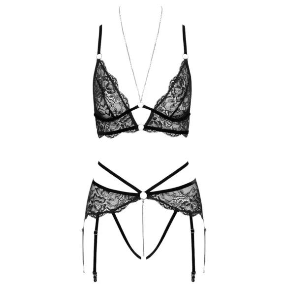 Abierta Fina - open kanten bh-set (zwart) - XL