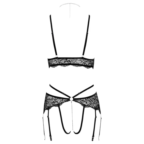 Abierta Fina - open kanten bh-set (zwart) - XL
