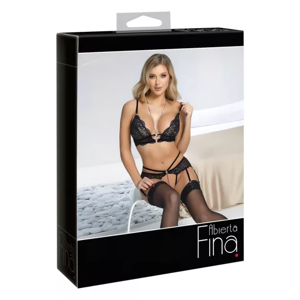 Abierta Fina - open kanten bh-set (zwart) - XL