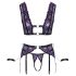 Cottelli Bondage: zwarte-paarse lingerieset met handboeien