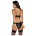 Cottelli Bondage - glanzende beha set met boeien (zwart) - M