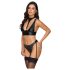 Cottelli Bondage - glanzende beha set met boeien (zwart) - M
