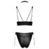 Cottelli Bondage - glanzende beha set met boeien (zwart) - M