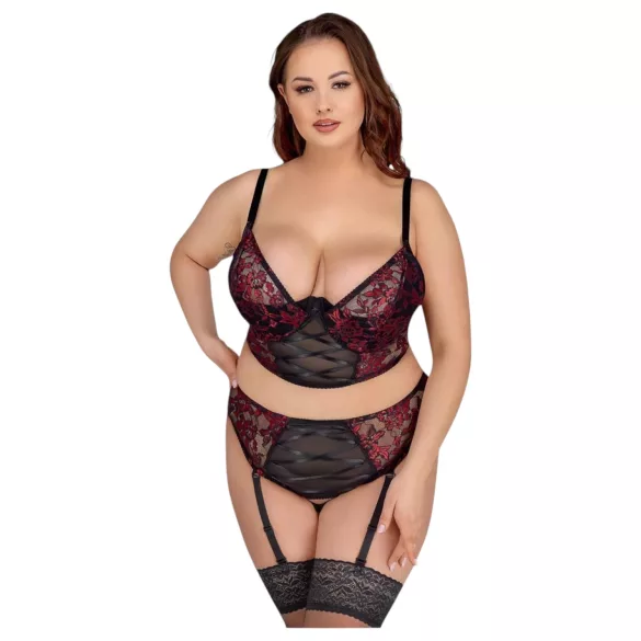 Cottelli Plus Size - verstelbare bh-set (rood)