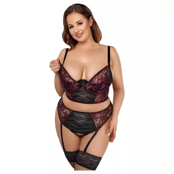 Cottelli Plus Size - bh set - rood - grote maten - 90C/XL