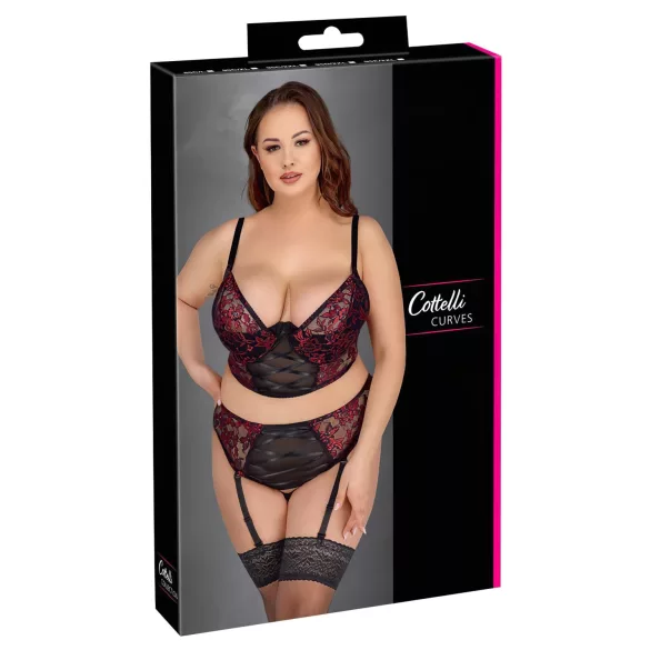Cottelli Plus Size - bh set - rood - grote maten - 90C/XL