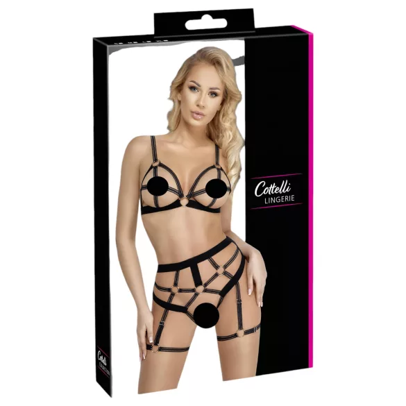 Cottelli - tweedelige bodyharnas set - zwart