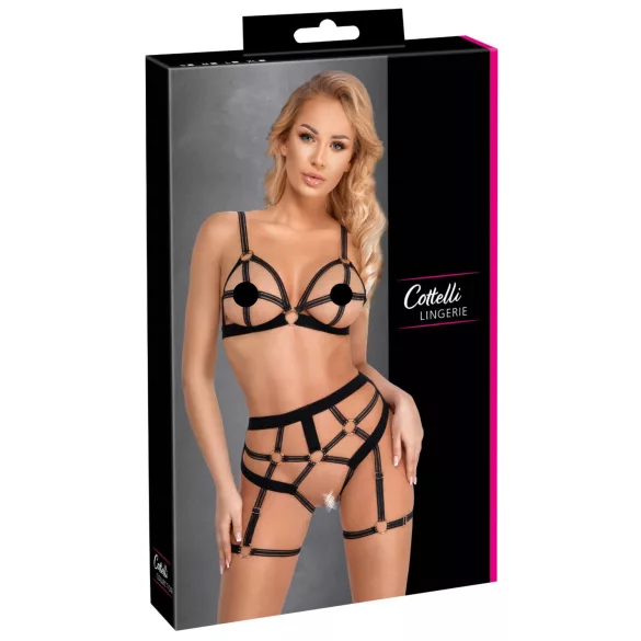 Cottelli - tweedelige bodyharnas set - zwart