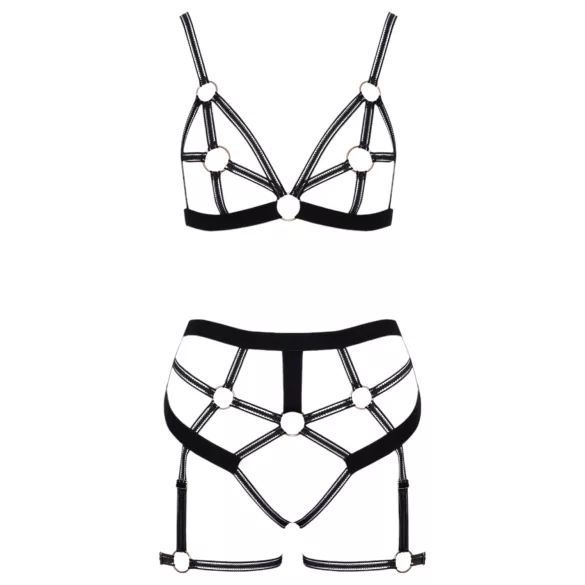 Cottelli - tweedelige bodyharnas set - zwart - XL