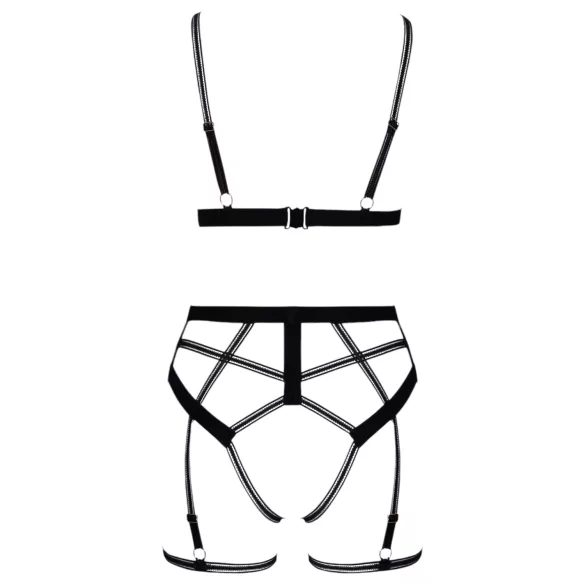 Cottelli - tweedelige bodyharnas set - zwart - XL