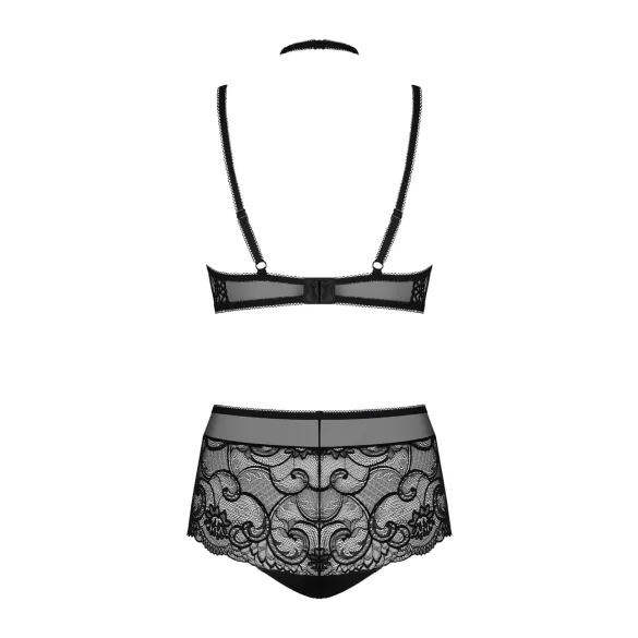 Obsessive Elizenes - patroon, doorschijnend BH-set (zwart)