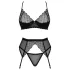 Obsessive Chemeris - bh-set met jarretelles (zwart) - M/L
