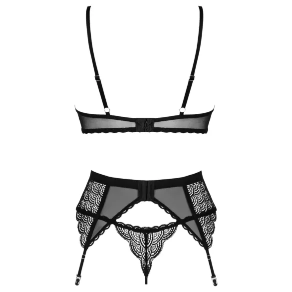 Obsessive Chemeris - bh-set met jarretelles (zwart)