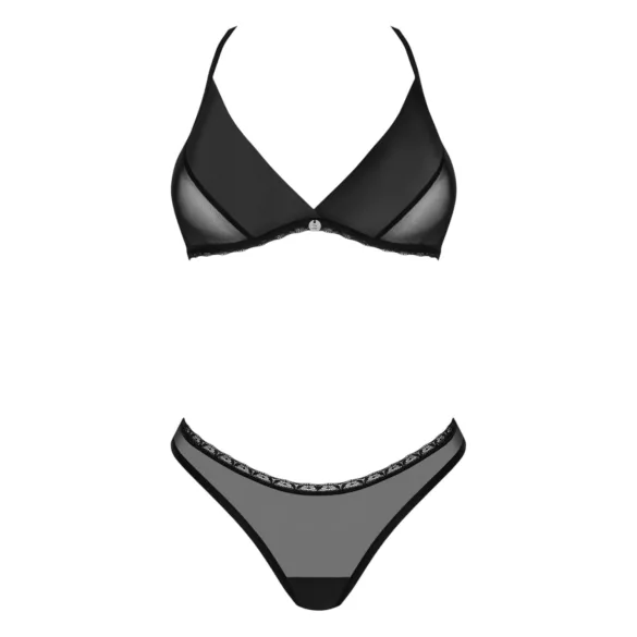 Obsessive - bh set - kant en mesh - zwart - XL/XXL