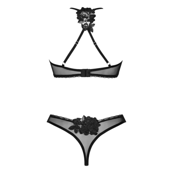 Obsessive - bh set - kant en mesh - zwart - XL/XXL
