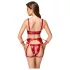 Cottelli Bondage - Glanzend BH-set & polsboeien (rood)