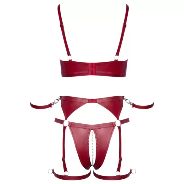 Cottelli Bondage - Glanzend BH-set & polsboeien (rood)