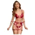 Cottelli Bondage - Glanzend BH-set & polsboeien (rood) - M