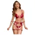 Cottelli Bondage - Glanzend BH-set & polsboeien (rood) - L