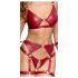Cottelli Bondage - Glanzend BH-set & polsboeien (rood) - L
