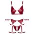 Cottelli Bondage - Glanzend BH-set & polsboeien (rood) - L
