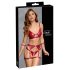 Cottelli Bondage - Glanzend BH-set & polsboeien (rood) - L
