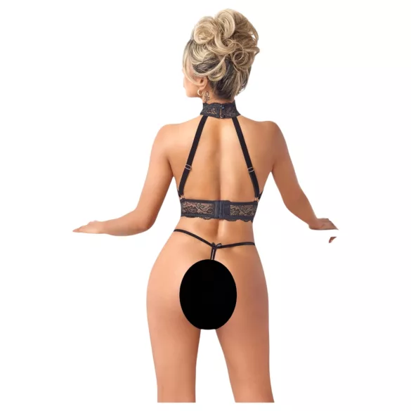 Abierta Fina - open lingerie set met kettingen - zwart - M
