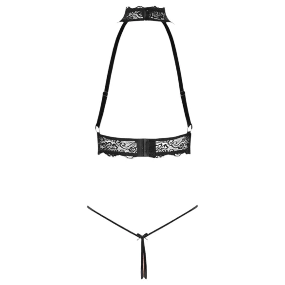 Abierta Fina - open lingerie set met kettingen - zwart - L
