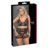 Cottelli Curves - bh set - kant en imitatieleer - zwart