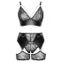 Cottelli Curves - bh set - kant en imitatieleer - zwart