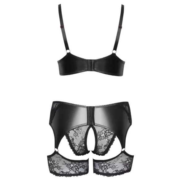 Cottelli Curves - bh set - kant en imitatieleer - zwart