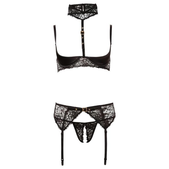 Abierta Fina - Lingerieset met kant - 3-delig - zwart - 80B/M