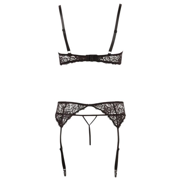 Abierta Fina - Lingerieset met kant - 3-delig - zwart - 80B/M