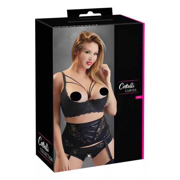Cottelli Plus Size - bh met bandjes en ringen - zwart - 95D