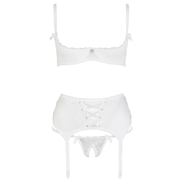 Cottelli - bh set met veters en kant - wit - 80B/M