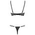 Cottelli - Strap BH & String met ringen (zwart) - 75C/S