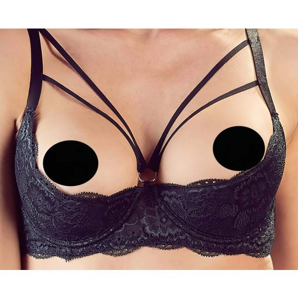 Cottelli - Strappy bh met ring & string (zwart) - 85C/L