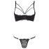Cottelli - Strap BH & String met ringen (zwart) - 85C/L