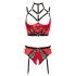 Abierta Fina - rode bh-set met ringdetails - 80B/M