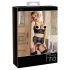 Abierta Fina - Fonkelende kanten lingerie set (zwart)